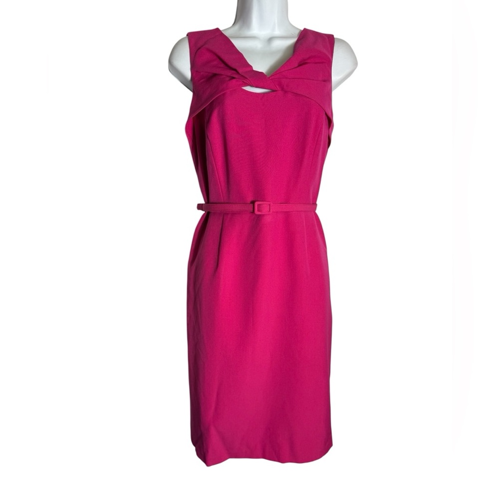 Jones‎ New York Dress Size 6 Vibrant Hot Pink Belted Cut Out Dress 🩷🩷
